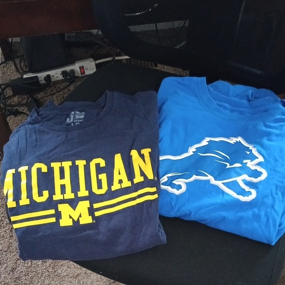 Detroit Lions and Michigan Men's T-shirts size Large
